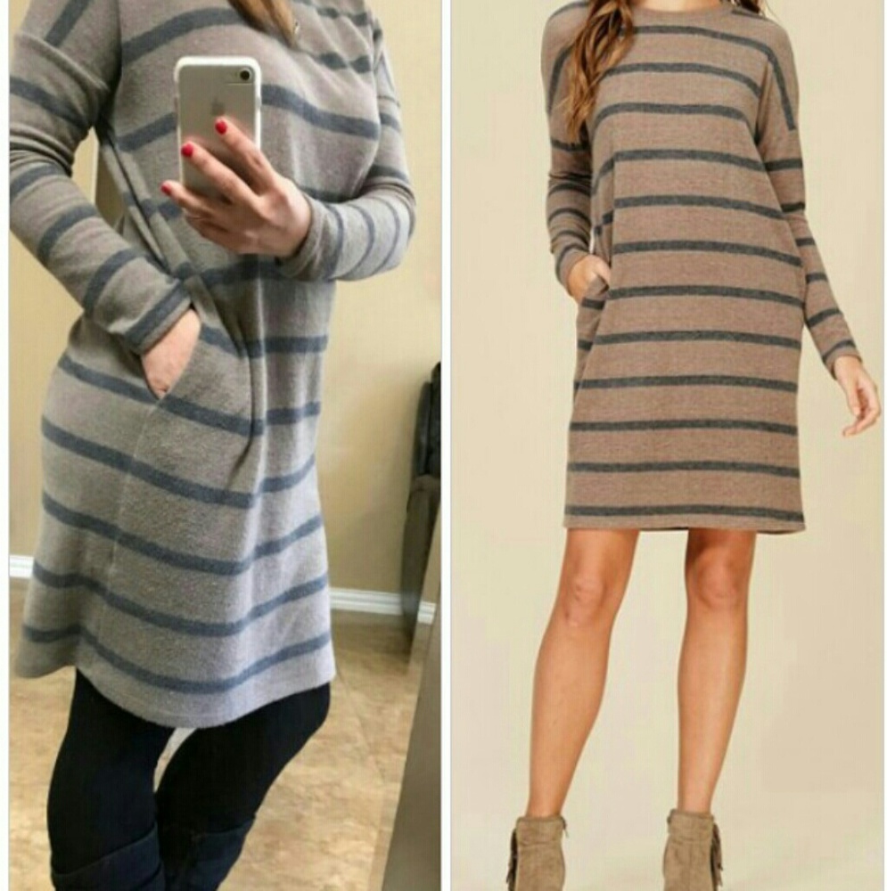 STRIPE LONG SLEEVE DRESS